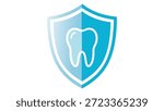 Shield with Tooth Icon. vector shield tooth icon. dental protection and oral health. glowing tooth symbol.