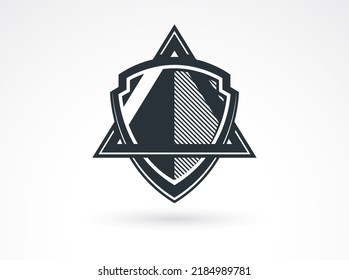 Shield With Triangle Sign Vector Symbol, Classic Ammo Design Element With Secret Knowledge Icon.