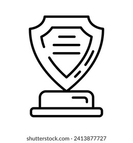 Icono de trofeo Escudo, listo para usar vector, aislado en fondo blanco