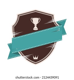 shield with trophy retro label