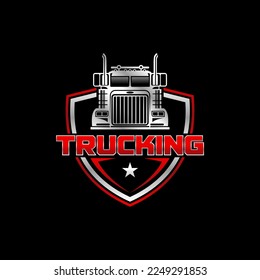 shield trucking logo design template