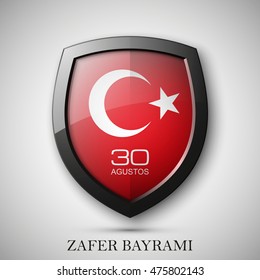 Shield with Turkey flag, Victory Day icon banner