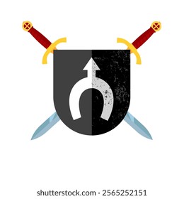 shield with two crossed swords - vector illustration