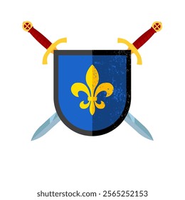 shield with two crossed swords - vector illustration