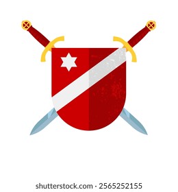 shield with two crossed swords - vector illustration