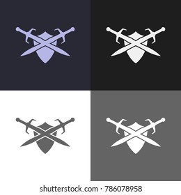 Shield and two swords. Defender logo template.