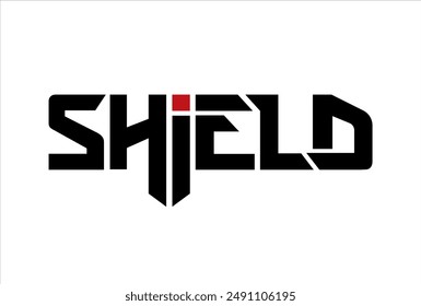 shield typography logo icon design vector