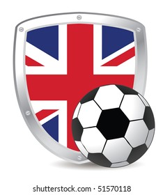 shield with UK flag and soccer ball