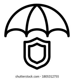 Icono del paraguas Escudo. Icono del vector del paraguas del protector de contorno para el diseño web aislado en fondo blanco