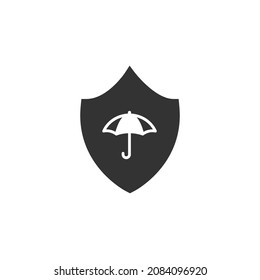 Shield and umbrella security logo. Protection and safety symbol.  Waterproof , water resistant symbol. Vector Illustration