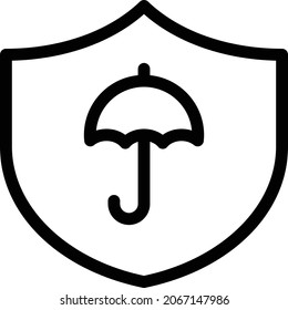 shield umbrella vector thin line icon