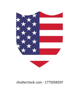 Shield with usa American flag icon