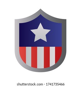 shield with usa flag degraded style vector illustration design