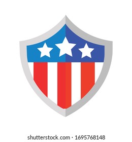 shield with usa flag flat detailed style vector illustration design