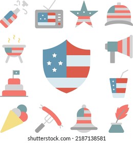 Icono del indicador Escudo de EE.UU. en una colección con otros elementos