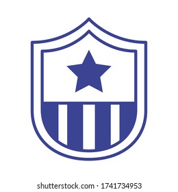 shield with usa flag line style vector illustration design