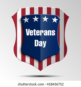 Shield with USA Independence Day icon. Protect privacy Illustration, badge icon. Banner presentation the fourth of July. American holiday Veterans Day