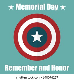 Shield with USA Memorial Day icon. Protect privacy Illustration, badge icon