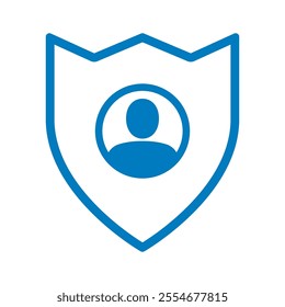 Shield with user icon. Privacy, and personal data security. Vector illustration.