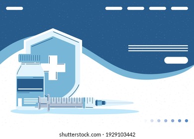 shield and vaccine set icons