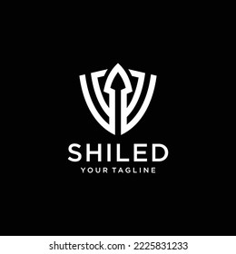 shield vector with arrow logo design concept