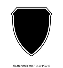 Shield vector black color isolated on white background. Guard, protection, safe and security logo gold color for your business. Vector Illustration 