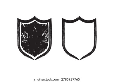 Shield vector collection with distressed grunge texture outline badge design