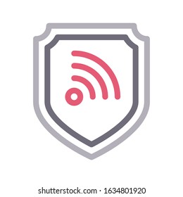 shield vector color line icon