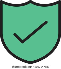 shield vector color line icon