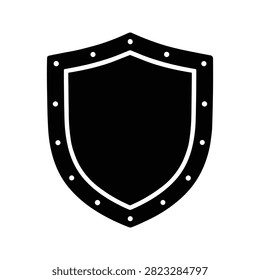 shield vector icon with black outline and transparent background for versatile use