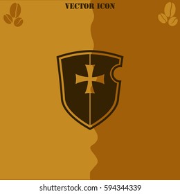 Shield vector  icon. Coffee symbol background.