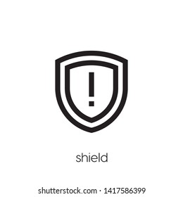 Shield vector icon. Defense symbol. Linear style sign for mobile concept and web design. Protection symbol illustration. Pixel vector graphics - Vector