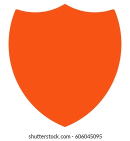Shield vector icon. Flat orange symbol. Pictogram is isolated on a white background. Designed for web and software interfaces.