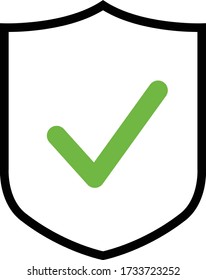 Schildvektorsymbol mit grün markiertem Symbol, Schutz des Sicherheitszeichens des Konzepts, Darstellung der Zeichen auf weißen Stellen 10