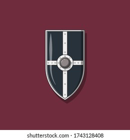 Shield Vector Icon Illustration. Medieval Shield Vector. Flat Cartoon Style Suitable for Web Landing Page, Banner, Flyer, Sticker, Wallpaper, Background