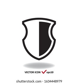 Shield vector icon isolated on white, flat simple sign