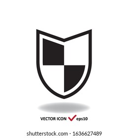 Shield vector icon isolated on white, flat simple sign