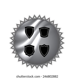 shield vector icon  on round sticker