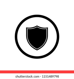 Shield vector icon, security symbol. Simple, flat design for web or mobile app