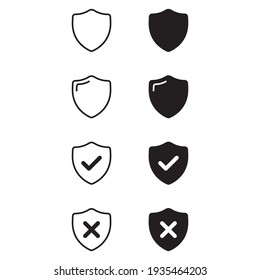 Shield Vector Icon Set. Shields With Check Marks Icon