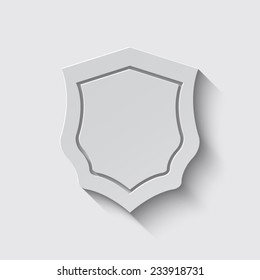 shield vector icon with shadow on a grey background