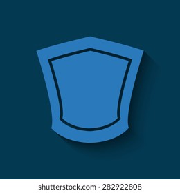 shield vector icon  with shadow on a blue background