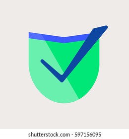 Shield Vector Icon, The symbol of shield with tick pattern. Simple, modern flat vector illustration for mobile app, website or desktop app  