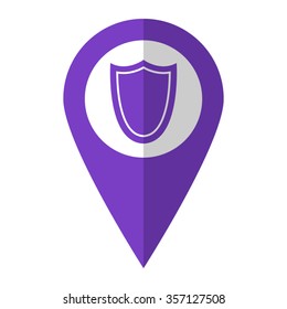 shield - vector icon;  violet map pointer