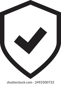 Icono de Vector de escudo,Escudo de protección con marca de verificación dentro del icono de Vector,Eps10. Vector