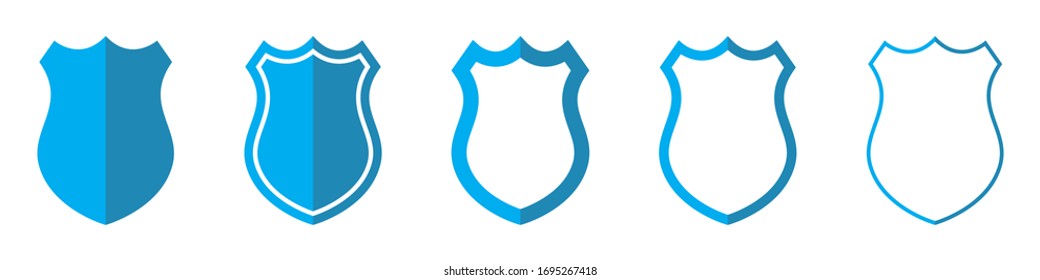 Iconos del vector Shield. Conjunto de símbolos Escudo sobre fondo blanco. Ilustración vectorial. Varios escudos azules