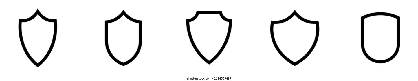 Shield vector icons. Set of shield symbols on white background. Vector illustration. Security black icon