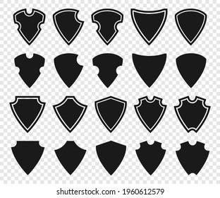 Shield. Shield vector icons. Shield symbols security. Black Shields vector icons, isolated. Vector illustration
