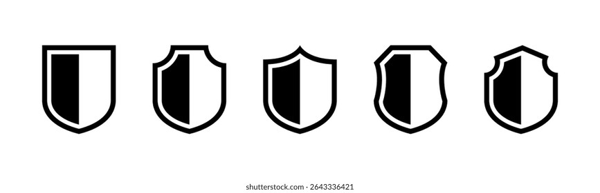 Schild-Vektorgrafik-Set. In schwarz-weißer Ausführung.