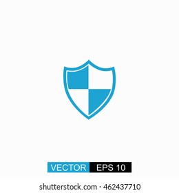 Shield vector. Isolated blue icon on white background.